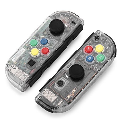 BASSTOP Portable DIY Replacement Housing Shell Case for Right Left Switch Joy-Con Controller without Electronics (Clear Clear)