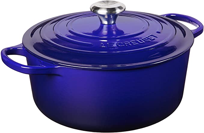 Le Creuset LS2501-2678SS Signature Enameled Cast-Iron Round French (Dutch) Oven, 5-1/2-Quart, Indigo