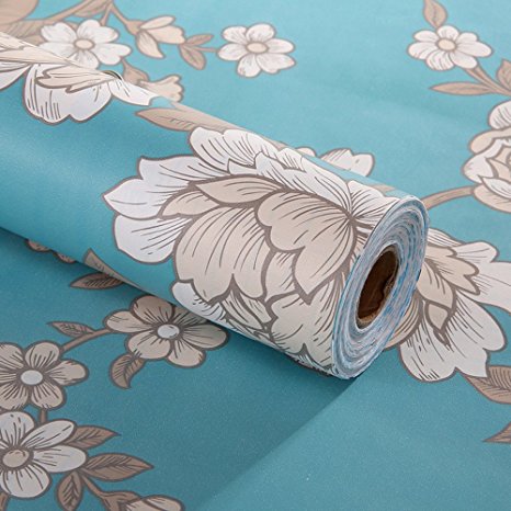 Decorative Floral Contact Paper Self Adhesive Drawer Shelf Liner Removable Peel and Stick Wallpaper for Shelves Drawer Furniture Wall Decoration 17.7x78.7 Inches
