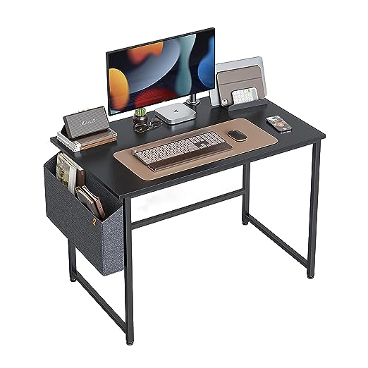 CubiCubi Multi-Purpose Computer Desk, Laptop Table, Home Office Writing Study Desk, Ideal for Work from Home, Office Desk, DIY Table, Easy to Assemble (Black)