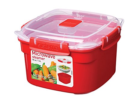 Sistema Microwave Cookware Steamer , Small, 50 Ounce/ 5.9 Cup, Red