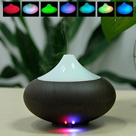 Electric Aroma Aromatherapy Humidifier Wood Grain Essential Oil Diffuser Ultrasonic Air Purifier Mist Maker (Dark wooden)