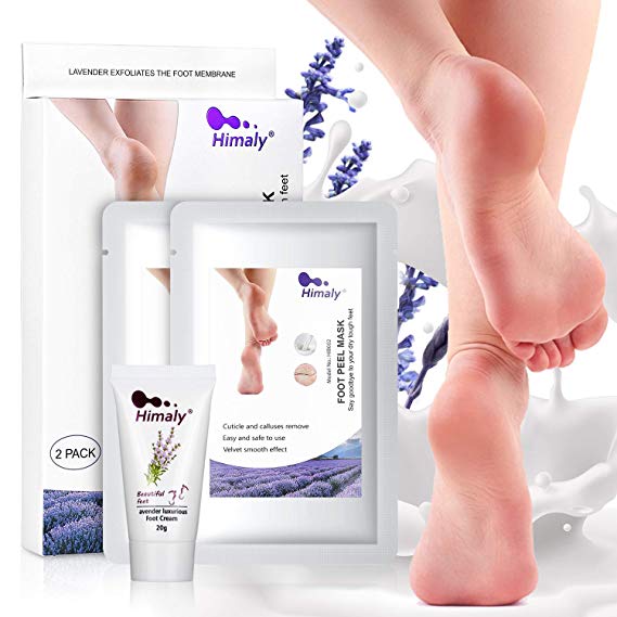 2 Pairs Foot Peeling Mask Exfoliating Socks Himaly Lavender Scented Callus Remover Pedicure Spa Pads Natural Exfoliator Dry Skin Remover Baby Your Small and Large Feet