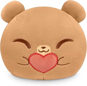 TeeTurtle 4" Reversible Bear Plushie - Cute Kawaii Heart and Broken Heart - Soft Stuffed Animal