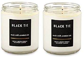 Set of 2 Bath and Body Works White Barn Black Tie Single Wick Candle 7 Ounce each