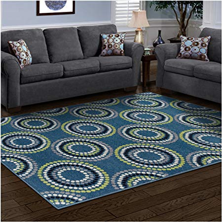 Superior Burgess Collection, 6mm Pile Height with Jute Backing, Quality and Affordable Area Rugs, 8' x 10' Blue