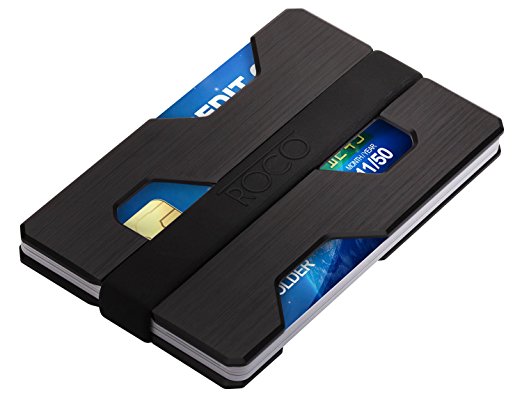 ROCO MINIMALIST Aluminum Slim Wallet RFID BLOCKING Money Clip - Futuristic Design