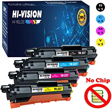 HI-VISION HI-YIELDS Compatible Toner Cartridge TN223 / TN227 High Yield [NO CHIP] for Brother All-in-one HL-L3210CW HL-L3230CDW HL-L3270CDW HL-L3290CDW MFC-L3710CW MFC-L3750CDW MFC-L3770CDW (BCYM)