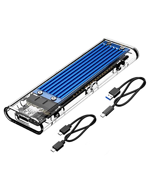 ORICO Transparent NVMe M.2 Enclosure Tool-Free USB3.1 Type-C Gen2 10Gbps to M.2 SSD Enclosure for Intel 660p/Samsung 970 EVO/Samsung970 Pro 2230/2242/2260/2280 PCIe NVMe M-Key SSD up to 2TB - Blue