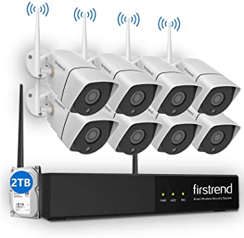 Wireless Security Camera System, Firstrend 8CH 960P Wireless NVR System with 8pcs 1.3MP HD Security Cameras and 2TB Hard Drive Pre-Installed, P2P WiFi Home Security System