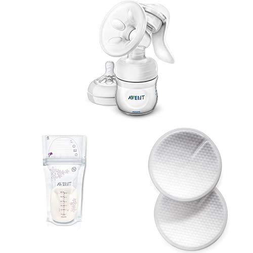 Philips Avent Manual Breast Pump SCF330/30   Breast Milk Storage Bags, 6 Ounce, 50 Pack   Disposable Breast Pads, 100 Count