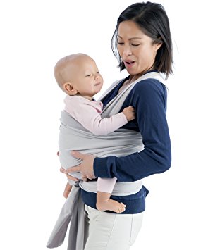 Mo m Baby Wrap (Stone Grey) – Ultra Soft Infant Sling Child Carrier Keeps Your Baby Comfortable & Safe – 4 Different Carries – Cotton/Spandex Stretchy Wrap