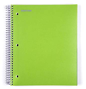 Mintra Office Durable Spiral Notebooks, 5 Subject, 200 Sheets,Poly Pockets, Moisture Resistant Cover, School, Office, Business, Professional (Green, College Ruled 1pk)