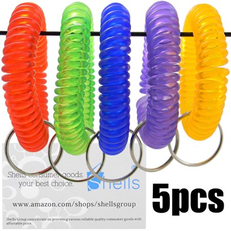 Shells 5PCS Colorful Soft Highly Spring Spiral Coil Wrist Band Key Ring Chain