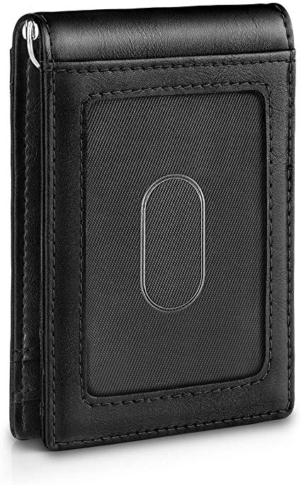 Slim Minimalist Men's Bifold Front Pocket Wallet with Money Clip&Effective RFID Blocking