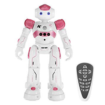 RC Robot,REALACC USB Charging Dancing Gesture Control Robot Toy (Pink)
