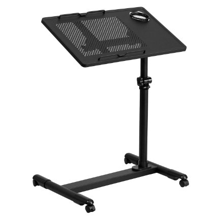 Black Adjustable Height Steel Mobile Computer Desk