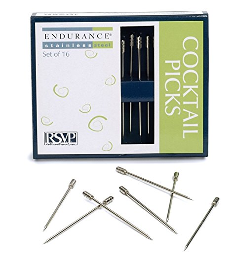 RSVP Endurance Stainless Steel Cocktail and Appetizer Pick, Set of 16