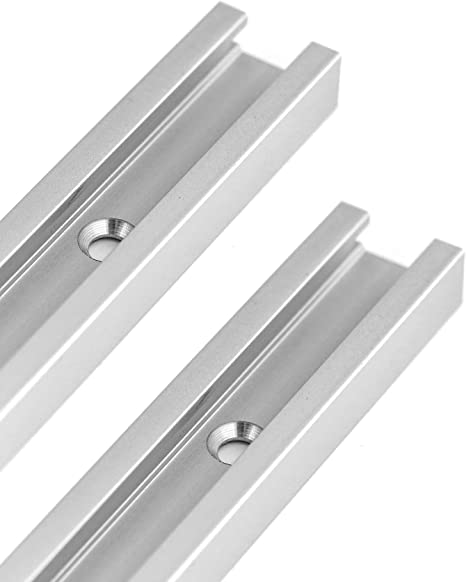 QWORK T-Track, Aluminum Double Track with Predrilled Mounting Holes for woodworking, 12 Inch, 2 Pack