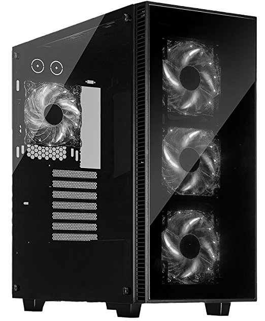 ROSEWILL ATX Mid Tower Gaming Computer Case, Gaming Case with Window and 3 Sides of Tempered Glass, Support up to 420mm GPU, 360mm Liquid Cooler, 7 x 120mm Computer Case Fans (CULLINAN-WHITE)