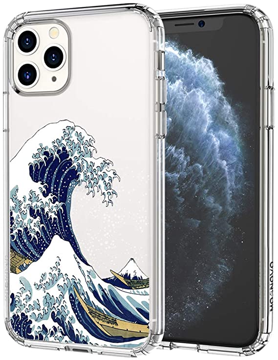 MOSNOVO iPhone 11 Pro Case, Tokyo Wave Pattern Clear Design Transparent Plastic Hard Back Case with TPU Bumper Protective Case Cover for Apple iPhone 11 Pro (2019)