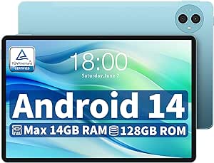 TECLAST P50 Tablet 11 Inch Android 14, 14GB RAM 128GB ROM(TF 1TB) Tablets, T606 Octa-Core 1.6GHz, 4GLTE 5G WiFi, 1280x800, Dual SIM, 4 Speaker, BT5.0/Camera 5 13MP/Type-C/GPS/8000mAh/Metal