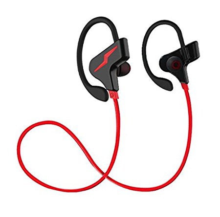 WeCool S30 Wireless Bluetooth 4.1 Earphone with MIC for Hi-Fi Music and Calls , In-Ear Headset designed for Sports , Gym , Travel and Driving , For iPhone , android smartphones, iPod ,iPad and laptops. Red.