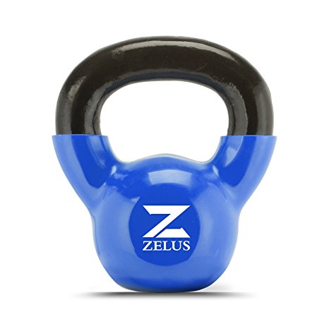 ZELUS Cast Iron Vinyl Coated Kettlebell Weights for Women/Men Workout