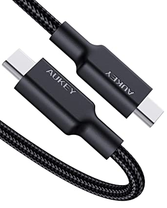 AUKEY USB C to USB C Cable 10ft [100W 20V/5A], USB Type C Cable Braided Nylon Type C Charging Cable Fast Charge for Samsung Galaxy S20/S10/Note10 , Google Pixel 3/4 XL MacBook Pro, iPad Pro, and More