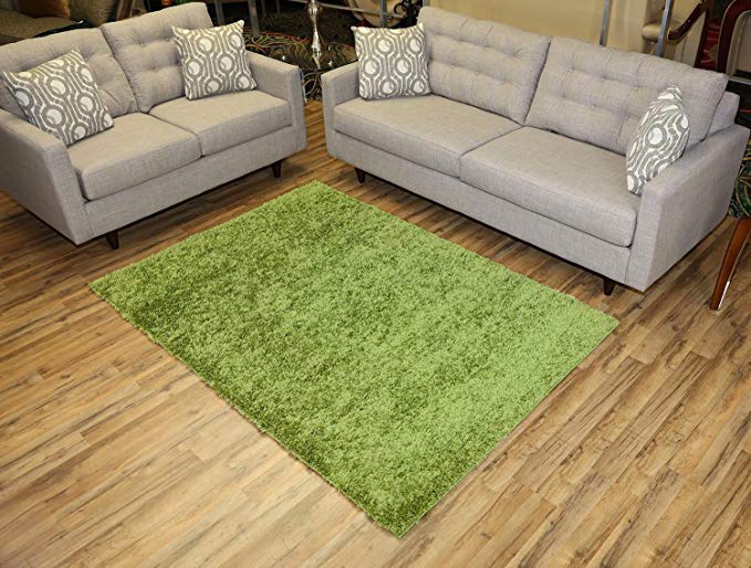 RugStylesOnline, Shaggy Collection Shag Area Rugs, 5'x7' - Green