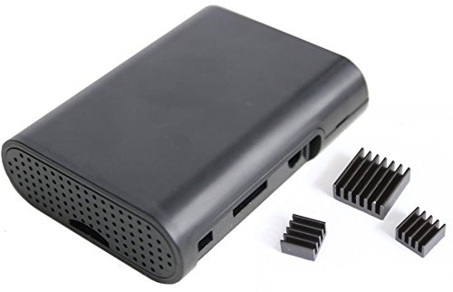 Black Case Enclosure Box with 3 Pcs Aluminum Heatsink Cooler Cooling Kit for Raspberry Pi 2 Low Profile Ultra Sleek