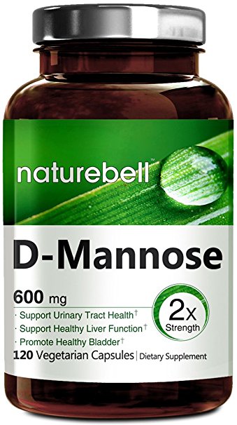 NatureBell D-Mannose 600 mg, 120 Veg Capsules, Urinary Tract Infection & Bladder Cleanse to Fight UTIs