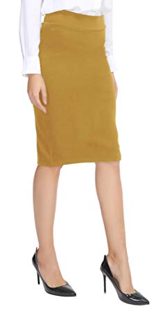 Urban CoCo Women's Elastic Waist Stretch Bodycon Midi Pencil Skirt