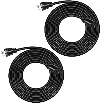 DEWENWILS Extension Cord 10ft, 3 Prong Waterproof Extension Cable for Indoor Outdoor Appliances, 16/3 SJTW, Black, ETL Listed, 2 Pack