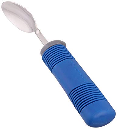 Sammons Preston Comfy Grip Teaspoon, Stainless Steel Bendable Spoon with Rubber Handle, Comfortable & Easy to Hold Silverware with Good Grips for Weak Hands Adaptive Spoon for Mealtime Eating Flatware