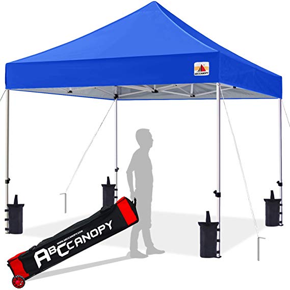 ABCCANOPY 10x10 Canopy Tent Pop up Canopy Outdoor Canopy Commercial Instant Shelter with Wheeled Carry Bag, Bonus 4 Canopy Sand Bags, Blue