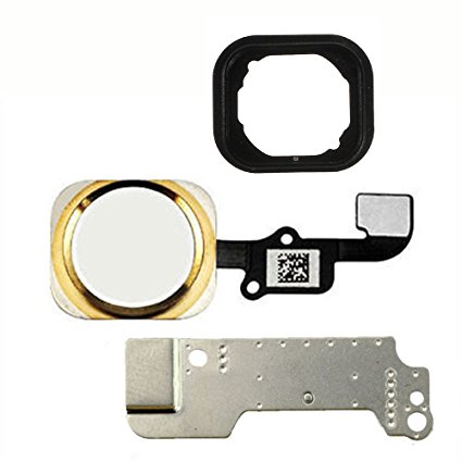 Home Button Key Flex Cable Assembly with Rubber Ring Replacment Part for Iphone 6 and 6 Plus (Gold)