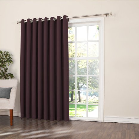 Sun Zero Barrow Extra Wide Room Darkening Patio Curtain Panel 100 by 84 Solid Plum