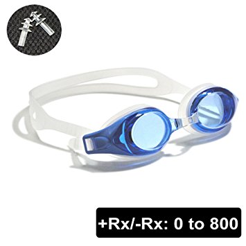 EnzoDate Optical Swim Goggles Rx Hyperopia  1.0 to  8.0 Farsighted Myopia -1.0 to -8.0 Adults Children Anti-UV Different Strengths for Each Eye