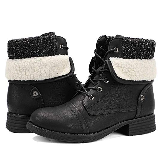 Moda Chics Leather Ankle Boots for Women Combat Boots