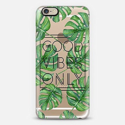iPhone 7 Cases, Casetify®, Ultra Slim Fit Cover (Good Vibes Only Tropical Leaves Pattern) for Apple iPhone 7. [Retail Packaging]