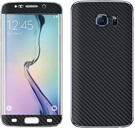 Samsung Galaxy S7 Skin Sticker, Supstar Premium 3D Texture Carbon Fibre Full Body Skin Vinyl Decal [Waterproof, Dustproof] Screen Protector for Galaxy S7 - Black