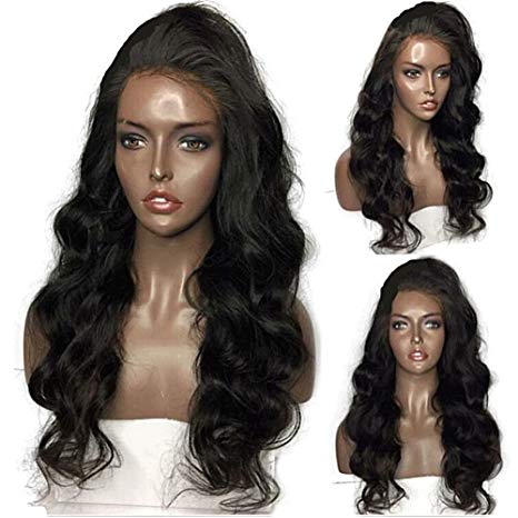 Luduna Human Hair Lace Frontal Body Wave Wig with Baby Hair Brazilian Hair 150% Density Pre-Plucked Hairline Lace Front Human Hair Wig with Baby Hair for Black Women (18", Natural Color)