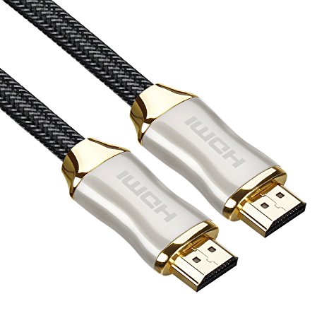 POLOK HDMI Cable 5 Feet - HDMI 2.0 (4K) Ready - 18Gbps - Nylon Braided - Gold Plated Connectors - CL3, Ethernet, ARC, HDCP 2.2, 2160p HD 1080p 3D Xbox PS3 PS7 PC Apple TV - Pearl Nickel