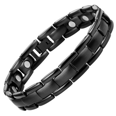 Willis Judd New Mens All Black Titanium Magnetic Bracelet In Black Velvet Gift Box   Free Link Removal Tool