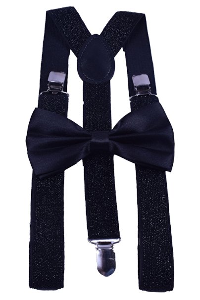 BODY STRENTH Adjustable Suspenders&Bow Tie Set Strong Clips Y-Shape