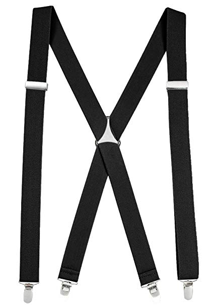 Hold'Em Suspender for Men Made in USA X-Back Adjustable Straight Clip-on Tuxedo Suspenders Many Colors Available