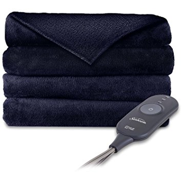 Sunbeam Heated Electric Throw Blanket Imperial Plush, Royal Blue