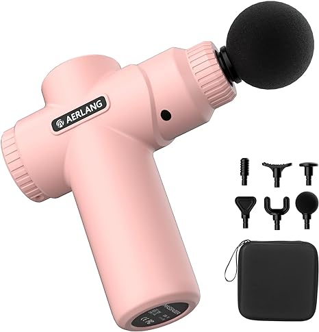 AERLANG Mini Massage Gun,Powerful massage gun deep tissue massager,Handheld Percussion Massager Portable Muscle Relaxation Massager for Home Office Gym(Pink）