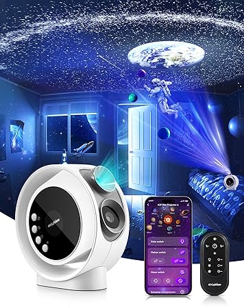 LaView Star Projector HD Image Large Projection Area LED Lights for Bedroom Infrared Remote Controller 3 Level Silent Rotation Night Light, 6K Replaceable 4 Galaxy Discs, WiFi & Bluetooth Version